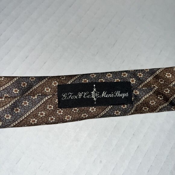 Yves Saint Laurent YSL Vintage Brown Gray Silk Men's Neck Tie - Picture 5 of 6